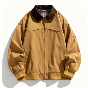 Fabricant de vestes, vente en gros de vestes en toile décontractées et tendance, coupe ample personnalisée, fermeture éclair, adaptées à l'automne - Product Image 2