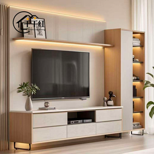 Meuble TV en bois avec tiroirs et étagères, léger, pour salon, en bois écologique, meuble de rangement pour divertissement - Product Image 4