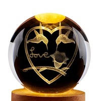 Lampe de nuit en cristal de quartz transparent, série Saint-Valentin, gravure interne, ornement de bureau, amour