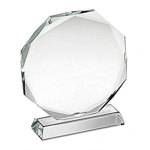 Trophée octogonal en cristal, diamètre 110 mm, plaque de récompense en verre transparent - Product Image 1