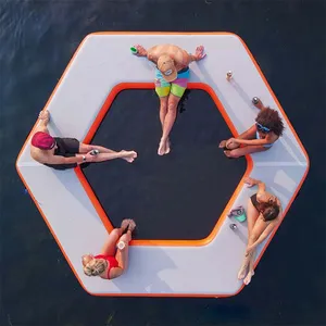 Funworldsport Inflable Swim Island Balsa flotante lámina Water Jet Ski Dock Flotadores Plataforma flotante inflable