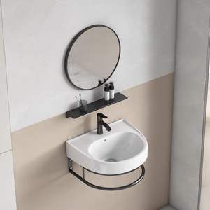 Combinación de mueble de baño, <span class=keywords><strong>lavabo</strong></span> pequeño, <span class=keywords><strong>lavabo</strong></span> integrado de cerámica, baño doméstico sencillo - Product Image 3