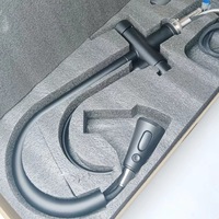Robinet de cuisine à double poignée en acier inoxydable 304, à montage sur plan, avec douchette extractible et cartouche céramique, pour eau potable directe