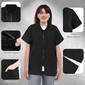Chaqueta de Peluquería Negra Resistente al Agua con Logotipo Personalizado al por Mayor, Uniforme Profesional de Salón, <span class=keywords><strong>Chaleco</strong></span> de Peluquería Transpirable - Product Image 3