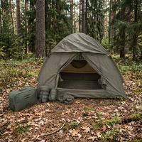 Tente dôme camouflage portable quatre saisons Oxford 2x2m + 2 sacs de couchage + 2 matelas pneumatiques gonflables - Tentes de camping en plein air