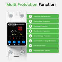 Interruptor de Circuito Monofásico Inteligente Tuya para Hogar, con Medición de Energía Solar, WiFi, Protector de Voltaje DIN, Control Remoto LED, Fabricado en PC