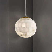 Luminaire suspendu minimaliste en marbre d'albâtre, style globe, moderne, à tête unique, pour salle à manger et cuisine