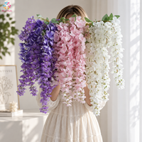 Fleurs artificielles de glycine à longues tiges, violettes, roses, blanches, pour décoration de mariage, de maison ou de fête