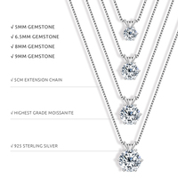 Collier Pendentif Moissanite Ronde 1ct 2ct 3ct en Argent Sterling 925 Plaqué Or VVS avec Certificat GRA