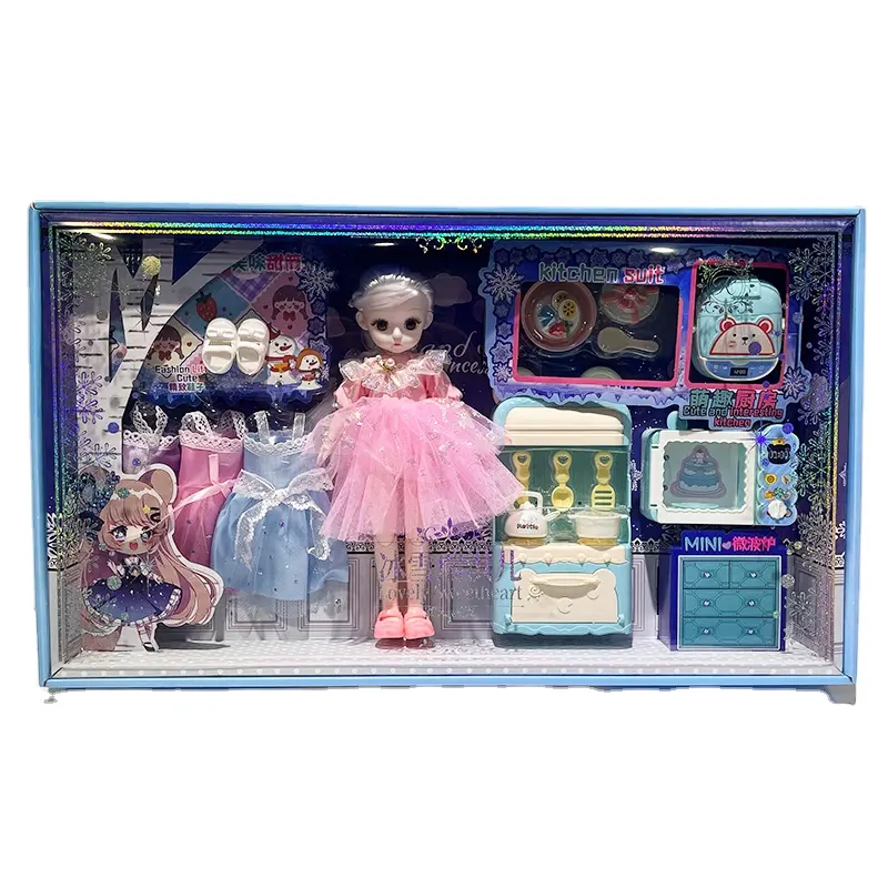 Hot Selling Hoogwaardige Geschenkdoos Geschenken Set Met Cartoon Bjd Poppen En Verschillende Accessoires Voor Meisjes Game House Speelgoed