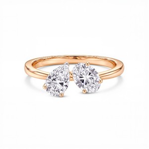 Multi Stone Lab Created Diamond <b>Ring</b> with Pear Shape Diamond and Oval Cut Diamond Premium Bridal Jewelry for Women Collection - Product Image 2