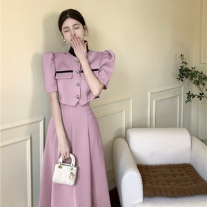 Colección Boutique Primavera 2025, Conjunto de Alta Gama para Mujer, Traje de Cuello Redondo Largo y Falda Ajustada de Cintura Alta, Venta al Por Mayor - Product Image 6