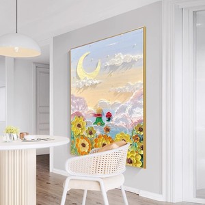 Pintura al óleo pintada a mano del Principito, marco de Metal rectangular, decoración con retroiluminación, Mural de pared para dormitorio, sala de estar, entrada - Product Image 3