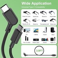 Kabel Data Pengisian Daya USB Tipe C 1.2M untuk Kacamata Pintar AR XREAL Air/One /VITURE Pro XR/RayNeo Air/Rokid Max