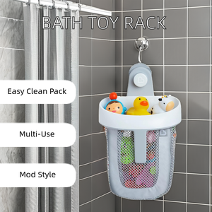 Gran oferta, estante de almacenamiento de juguetes de baño colgante gris, bolsa de cesta de succión fuerte, fácil limpieza para el baño de los niños, <span class=keywords><strong>productos</strong></span> de baño para bebés - Product Image 5