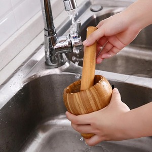 Natural Rustic Style <b>Herb</b> Spice <b>Grinder</b> Manual Wooden Mortar and Pestle Masher Mincing Kitchen Pounding Tool - Product Image 6