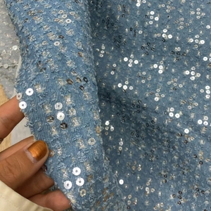 アフィニティ 高級刺繍フレンチデニムスパンコールレース生地（アパレル、コート、パンツ用） - Product Image 1