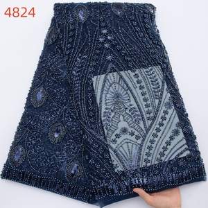 Venta Directa de Fábrica 4824, Tela Nigeriana con Lentejuelas y Cuentas a Precio Razonable, Diseños Aso Oke para Fiestas de Mujeres Nigerianas - Product Image 5