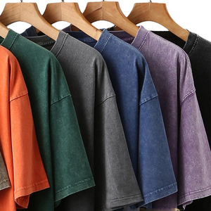 Hombres 100% algodón 230 Gsm alta calidad lavado ácido personalizado Vintage Hip Hop Streetwear Oversized Boxy gimnasio Casual camiseta suelta estampado - Product Image 2