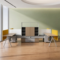 Banc de travail moderne et écologique en bois blanc, garantie 5 ans, pour 4 personnes, système de poste de travail partagé, vente en gros usine