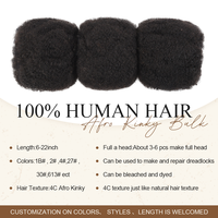 Cheveux brésiliens vierges afro crépus en vrac, grand paquet de cheveux humains afro crépus en vrac pour tresses, torsades et extensions de cheveux
