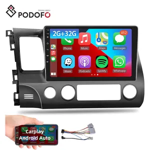 Podofo 10.1 "2 Rádio Din Android Som Do Carro com Carplay & Auto Android GPS Wifi BT FM RDS Hifi de Áudio Para Honda Civic 2006-2011