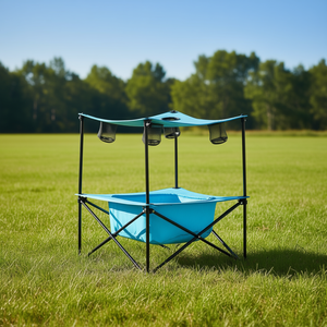 Mesa Plegable Portátil para Exteriores de Tela Oxford de 22 Pulgadas con 4 Portavasos para Camping y Uso en Parques - Product Image 2