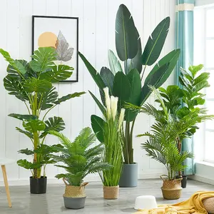 シミュレーションパームツリー人工植物Ficus Lyrata Dypsis Lutescens人工バナナツリートロピカルクラシック人工樹木