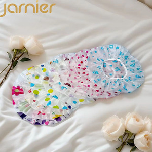 Bonnet imperméable épaissi en EVA pour <span class=keywords><strong>traitement</strong></span> capillaire – Utilisation douche et cuisine – <span class=keywords><strong>Anti</strong></span>-taches d'huile – Motifs pois/cœurs/fleurs - Product Image 1