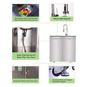 Ensemble de cuisine extérieure avec <span class=keywords><strong>barbecue</strong></span> au gaz, îlot avec <span class=keywords><strong>grand</strong></span> four à pizza, évier, réfrigérateur, entrepôt américain - Product Image 5