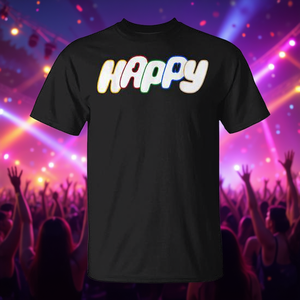 Camiseta Happy Wootteo K-Pop Linda, Negra, Manga Corta, Unisex, Cuello Redondo, Impresión Digital, Actividades Promocionales, Adulto - Product Image 3