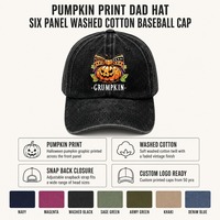 Casquettes de baseball personnalisées pour papa, imprimé citrouille d'Halloween, en coton délavé, ajustables, style snapback, casquettes de sport unies en gros