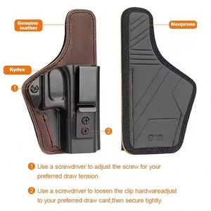 Funda IWB Kydex para portación oculta con la mano derecha, de neopreno híbrido y cuero, para caza, compatible con G19/19x 44/45 23/32 - Product Image 4