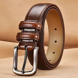 NSDS01-ceinture de luxe en cuir véritable pour homme, bleu, idéal pour la maison, style décontracté, à la mode