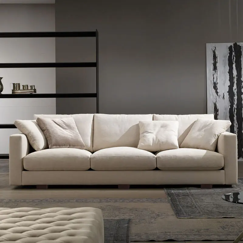 SF62 Hot selling modern white fabric L shape large 3 seater sofa living room sets comfortable cloud sofa white sofa