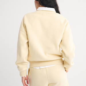 Sweat-shirt décontracté pour femme, couleur unie, col montant, respirant, brodé, style vintage - Product Image 3