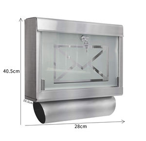 Buzón de Acero Inoxidable de Gran Capacidad <span class=keywords><strong>para</strong></span> Montaje en Pared, Antirrobo, con Cerradura de Llave, Panel de Puerta de Vidrio Templado, Impreso, <span class=keywords><strong>para</strong></span> <span class=keywords><strong>Sobres</strong></span> - Product Image 2