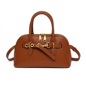 Bolso de Hombro Casual de Cuero Genuino para Otoño/Invierno, Versátil, de Alta Gama, Tipo Bowling, Impermeable, con Cierre de Cremallera y Broche - Product Image 4