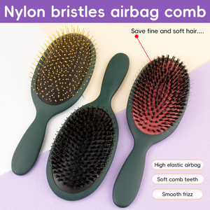 Prive Hoge Kwaliteit Zwart Rubber Massage Airbag Kam Abs Grote Rectanglge Peddel Haar Borstels En Zwijn Borstelhaar - Product Image 2