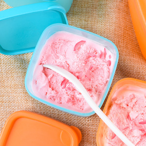 Conteneur à crème glacée avec couvercle, en plastique, résistant au congélateur, bleu, orange, rose, petite, moyenne, grande taille, pour le stockage de crème glacée maison - Product Image 2