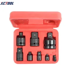 XCTOOL Set soket Impact cr 8 buah, Set soket Impact 1/4 inci 3/8 inci 1/2 inci Adaptor dan Set soket Universal, alat reparasi mobil