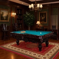 Table de billard domestique en bois massif certifiée ISO 9001 FSC CE, cadre en acajou, poches en cuir, ardoise de 25 mm, tapis de billard de tournoi, personnalisable OEM, 7-9 pieds