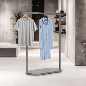 Grey Powder Coated <strong>Clothes</strong> Display <strong>Rail</strong> With Oval Base - Product Image 1