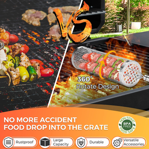 Factory Sales Outdoor Kitchen <b>Tool</b>-304 Stainless Steel BBQ Cylindrical Grill Barbecue Net Basket Cage for Picnic - Product Image 2