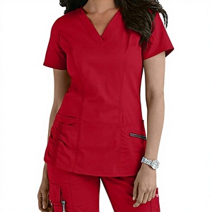 Unisex Med5 Uniform <b>Scrubs</b> Set Skinny Leg <b>Scrub</b> Pants Zippered Pockets V-neck <b>Scrub</b> <b>Top</b> Polyester Hospital Use Fully Customized - Product Image 3