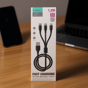 Cable de Carga 3 en 1 de Nailon de 1.2m, Carga Rápida, Trenzado, USB Tipo C, Micro USB para Teléfono y Tableta - Product Image 3