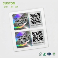 Étiquettes de sécurité holographiques personnalisées avec sceau circulaire et panneau de données QR, autocollants de sceau argenté brossé, service d'impression OEM