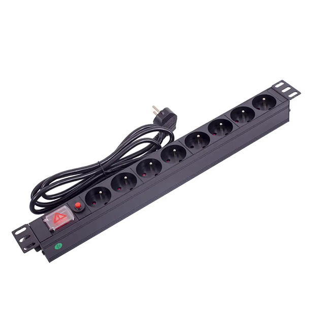 19" Switched Schuko 8 Ways PDU Socket with Overloading Protection