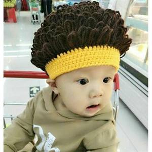 Gorro de bebé de lana de punto de ganchillo de moda de otoño e invierno para niños y niñas, <span class=keywords><strong>peluca</strong></span> gruesa para recién nacidos, pelo Remy de longitud corta - Product Image 4