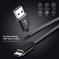 Cable USB C de Carga Rápida 5A Supercharge de 60W, Cable USB C Trenzado de Nailon con Sincronización de Datos de 480 Mbps y Carcasa de Aluminio para Huawei Mate